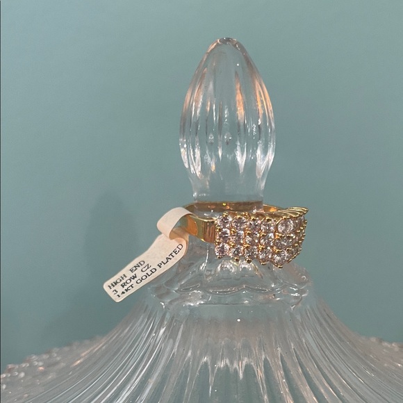 Jewelry - 14KT Gold Plated 3 Row CZ Ring